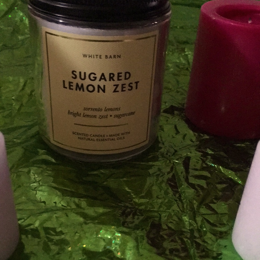 SOLD. scented candles made with natural essential oils sugared lemon zest